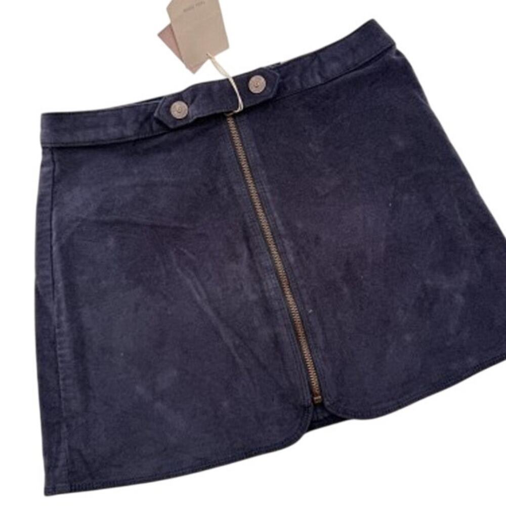New! Zara Girls Blue Velvet Zipper Skirt 11/12